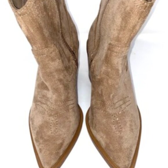 TOP MODA Western Ankle Booties Stitched Cowboy Women's Boots Taupe Size 7 - Picture 5 of 5